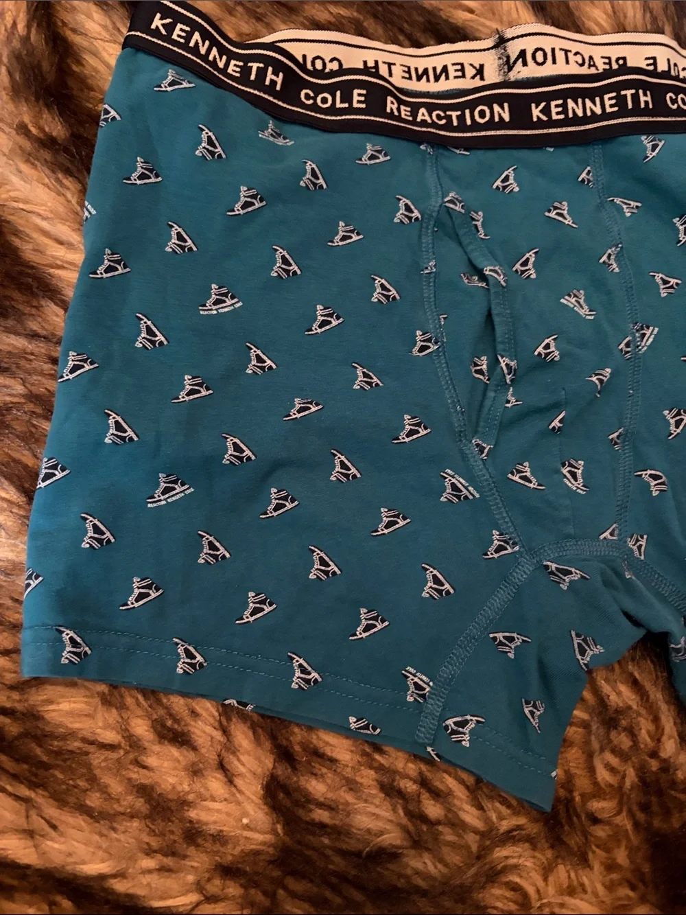Kenneth Cole Teal Boxer Briefs with Tennis-shoe Motif Size Large
